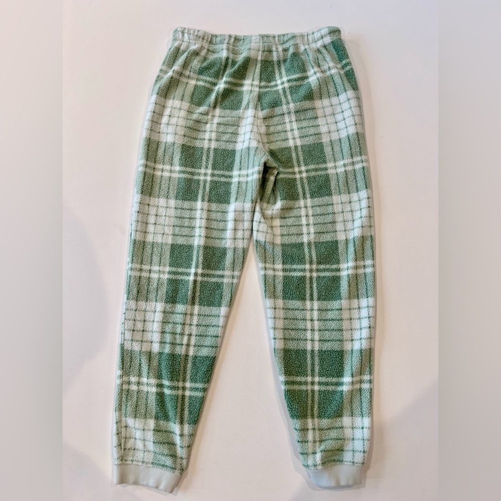 Aerie Snowed In Plaid Green Fleece Joggers PJ’s Pants Viscose Medium - Picture 9 of 12